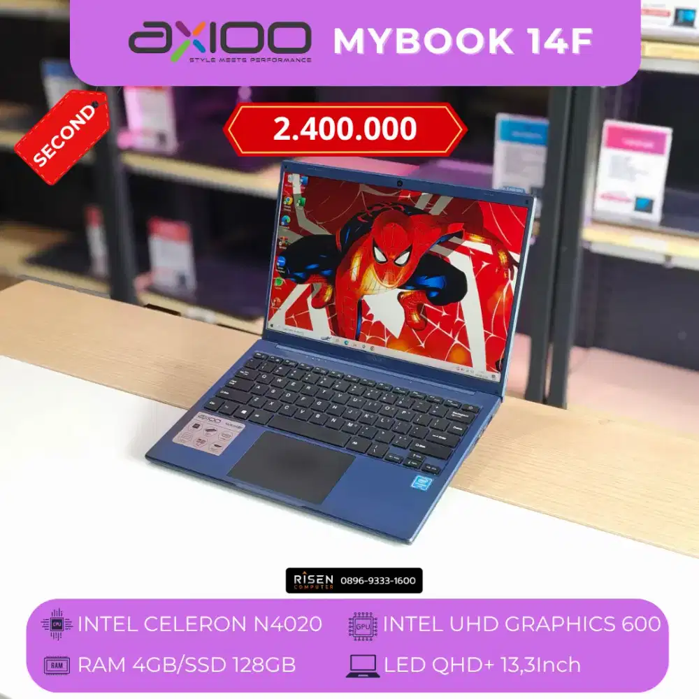 AXIOO MYBOOK 14F Intel Celeron N4020 RAM 4GB SSD 128GB QHD+ 13,3Inch