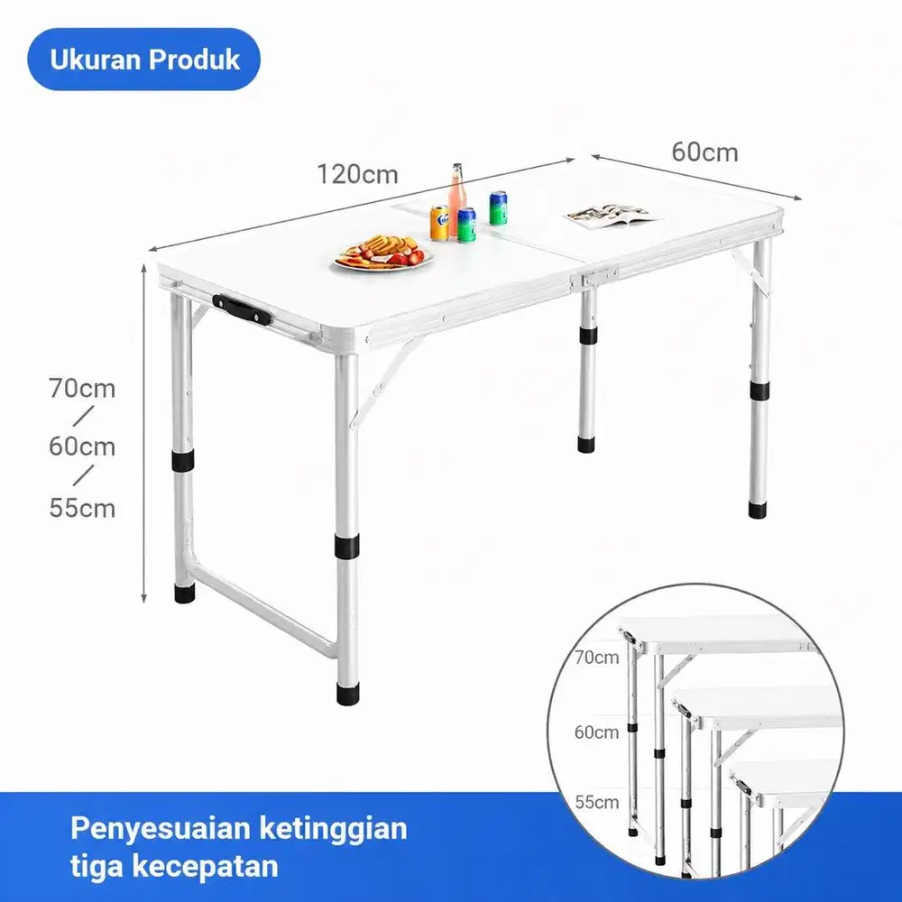 Meja lipat portable, meja jualan cfd
