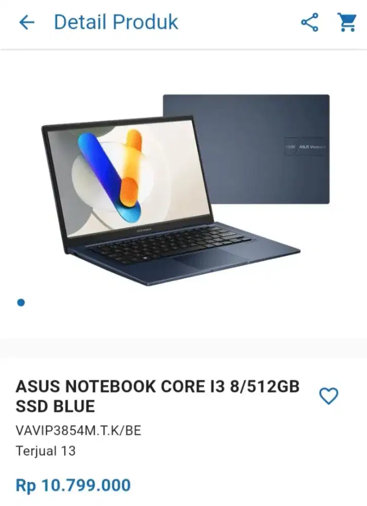 CICILAN ASUS NOTEBOOK CORE I3 8/512GB SSD BLUE