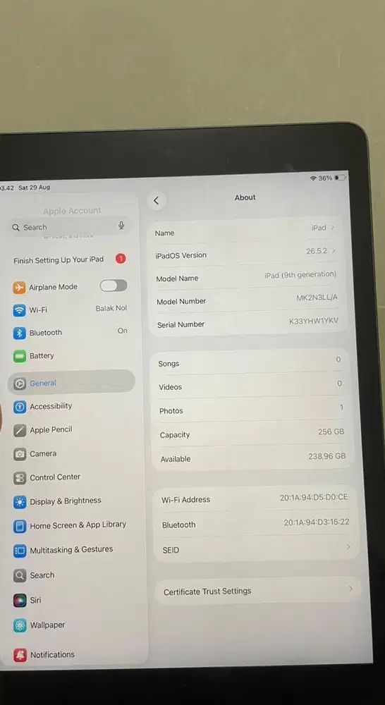 bismillah di jual ipad 9 10,2 inci , 256 gb wifi only