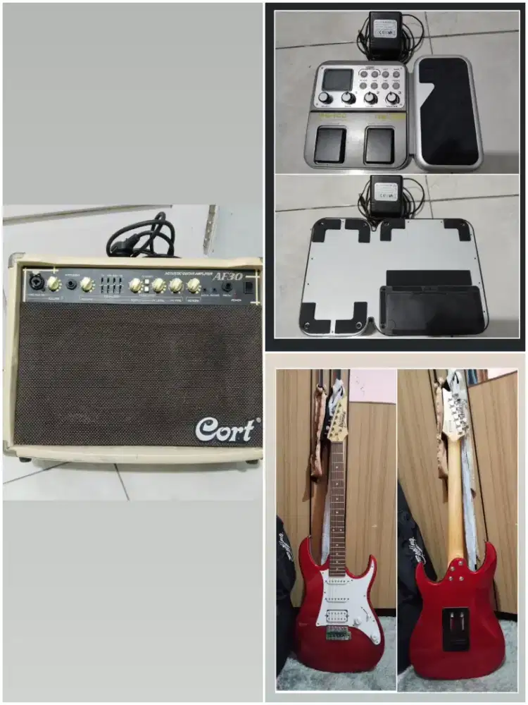 pketan gitar listrik ,efek dan ampli mantap siap pakai nett