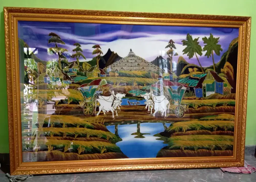 LUKISAN BATIK TULIS ORIGINAL BESERTA BINGKAI EMAS
