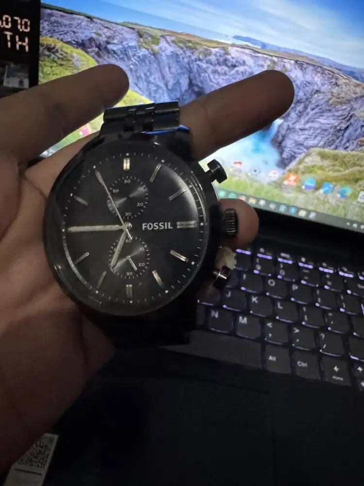 Fossil FS4787 Townsman Chronograph Dial Black Stainless Bracelet Watch