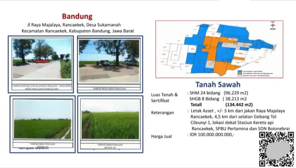 Dijual Tanah Jalan Raya Majalaya Rancaekek Bandung