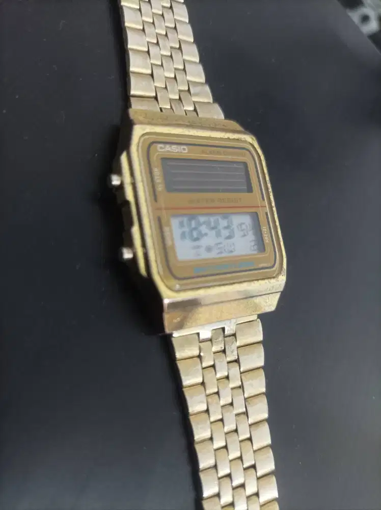 Jam tangan Casio digital rantai gold solar powered