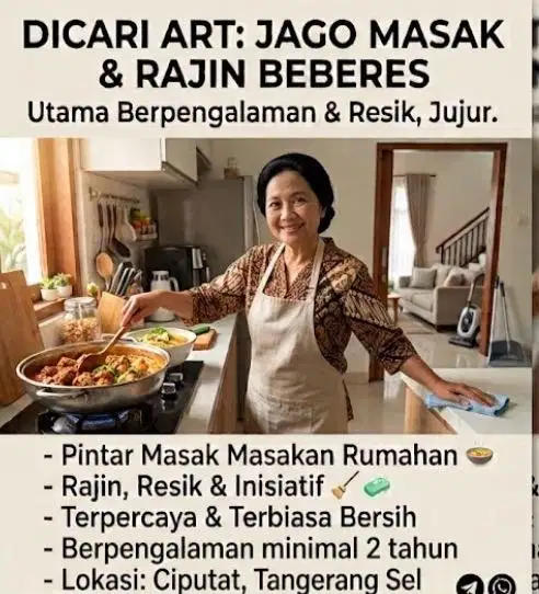 LOWONGAN KERJA ART MASAK BEBERES