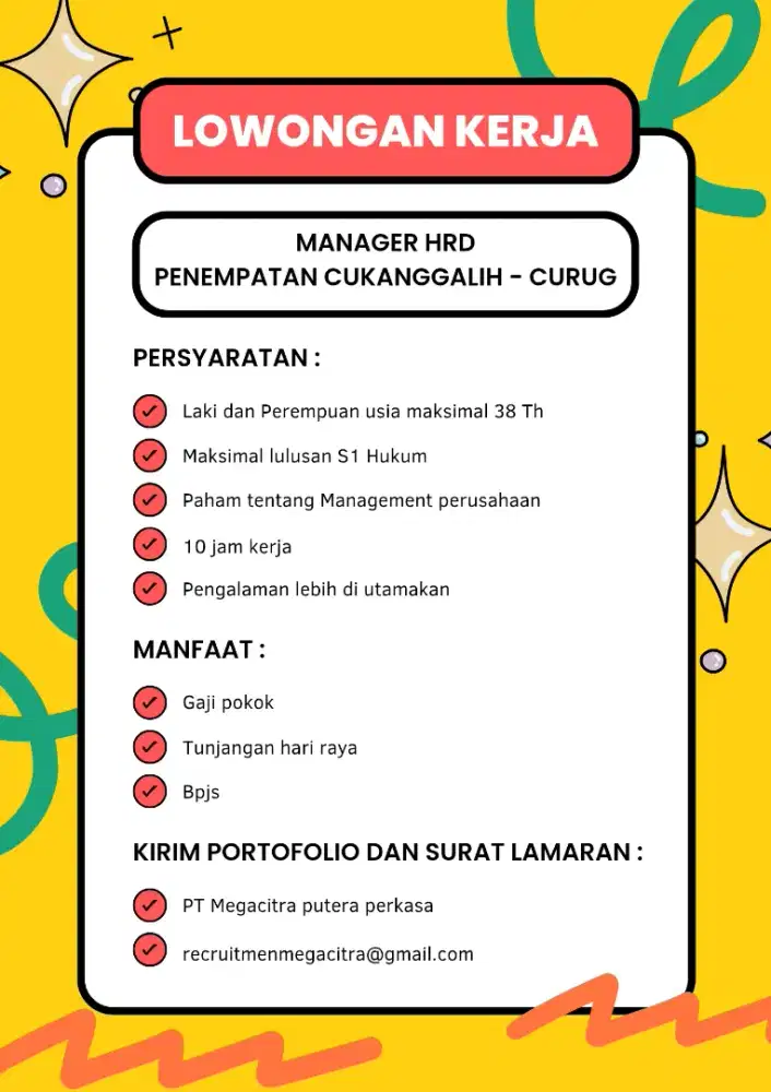 Lowongan Manager HRD