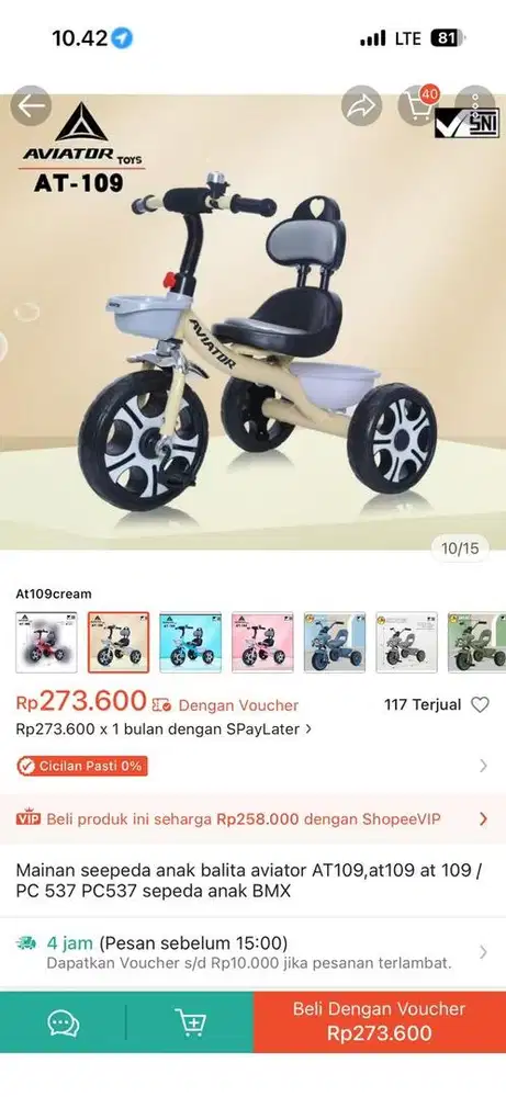 Sepeda anak roda 3 merk avitor (baru)