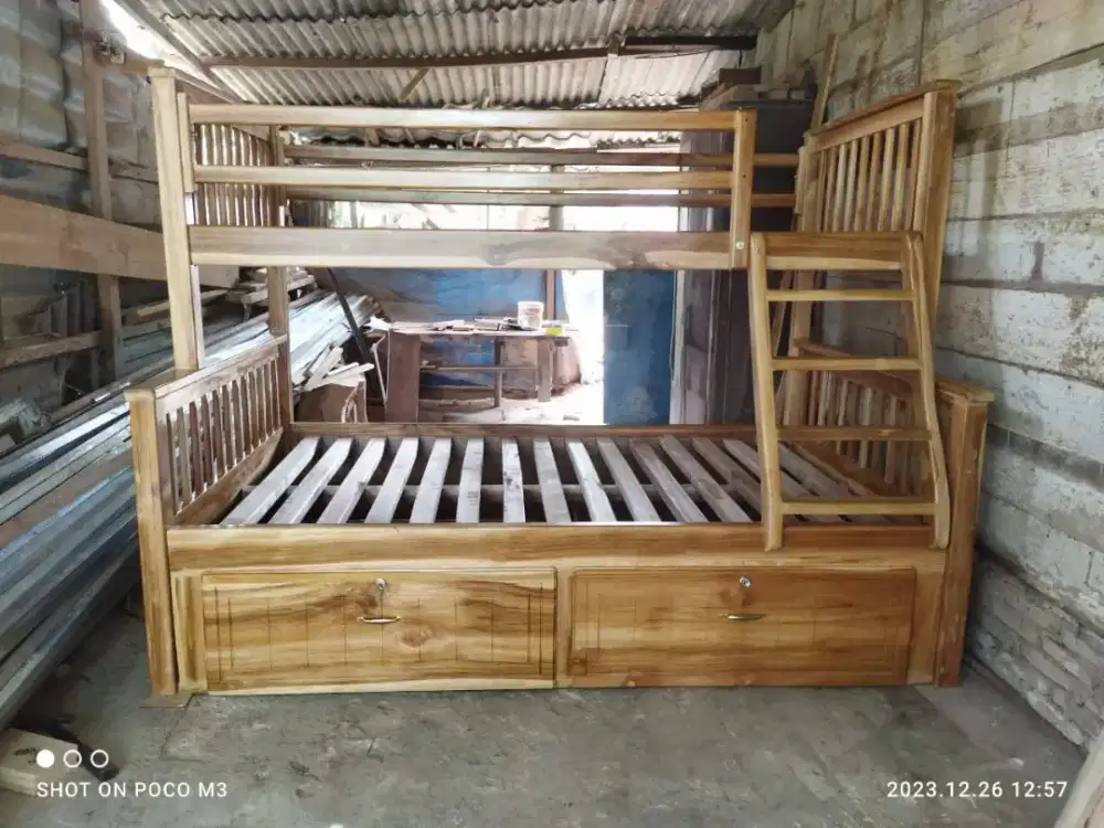 rangka kasur, kayu jati asli