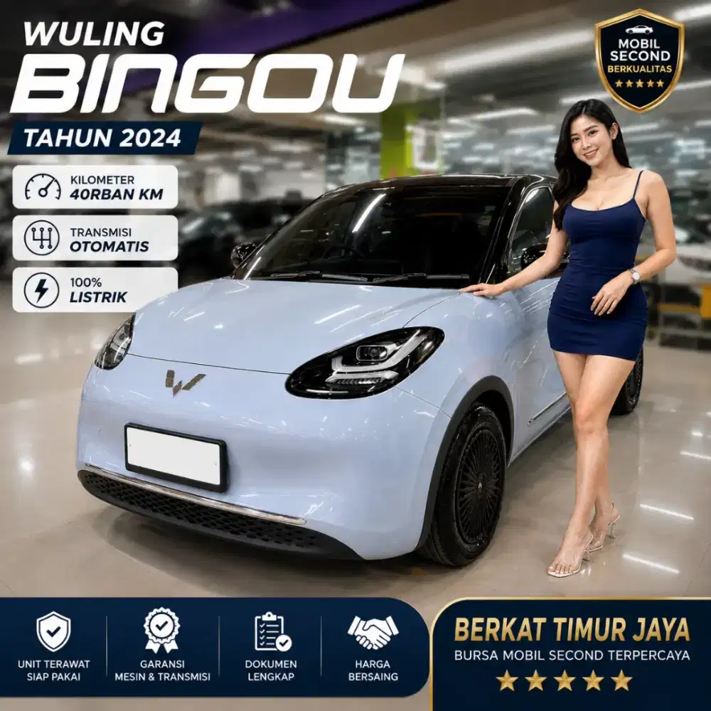 Wuling Binguo EV Tahun 2024 Warna Biru Muda KM 40rbuan