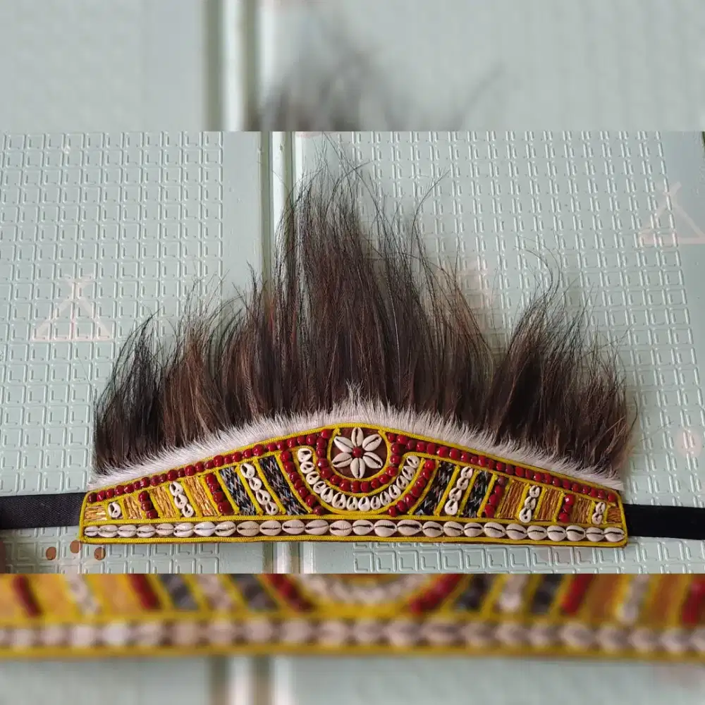 TOPI MAHKOTA ETNIK ADAT BULU KASUARI ASLI KHAS PAPUA