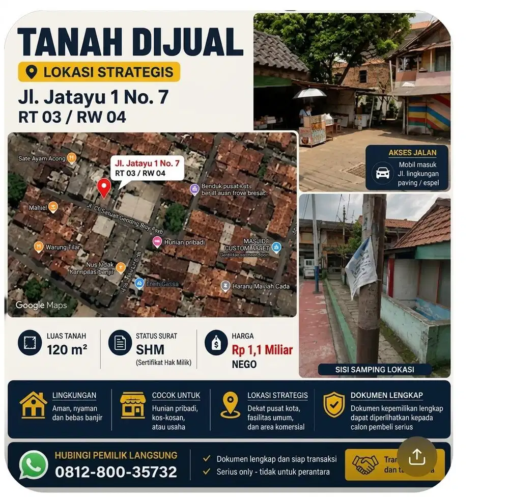 DIJUAL TANAH JL JATAYU 1