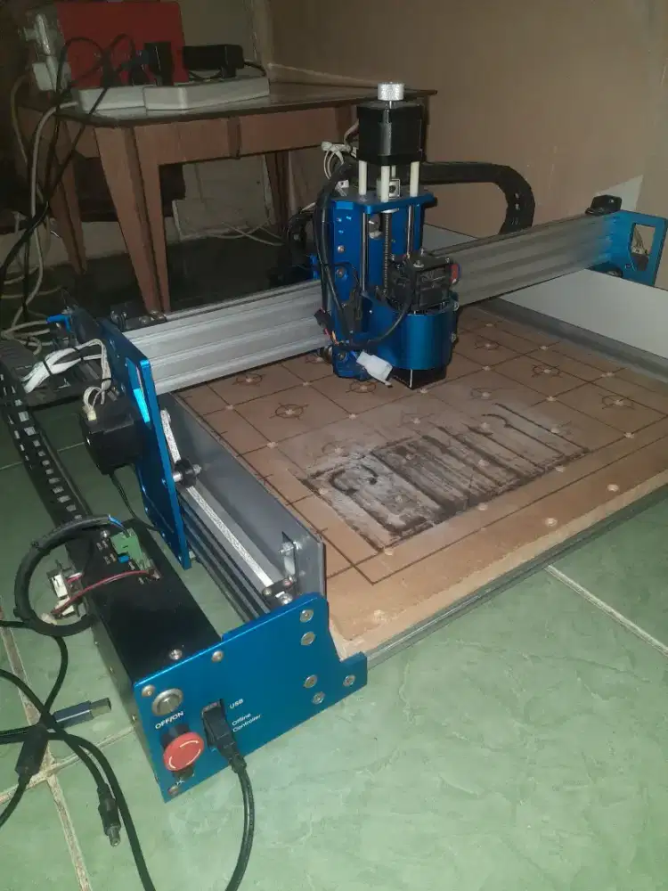 MESIN CNC 4040 GRBL SPINDLE 300W + LASER DIODE 10W CUTTING