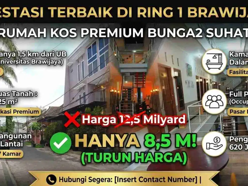 Rumah Kos Dekat Bunga Cengkeh Suhat Malang Kota