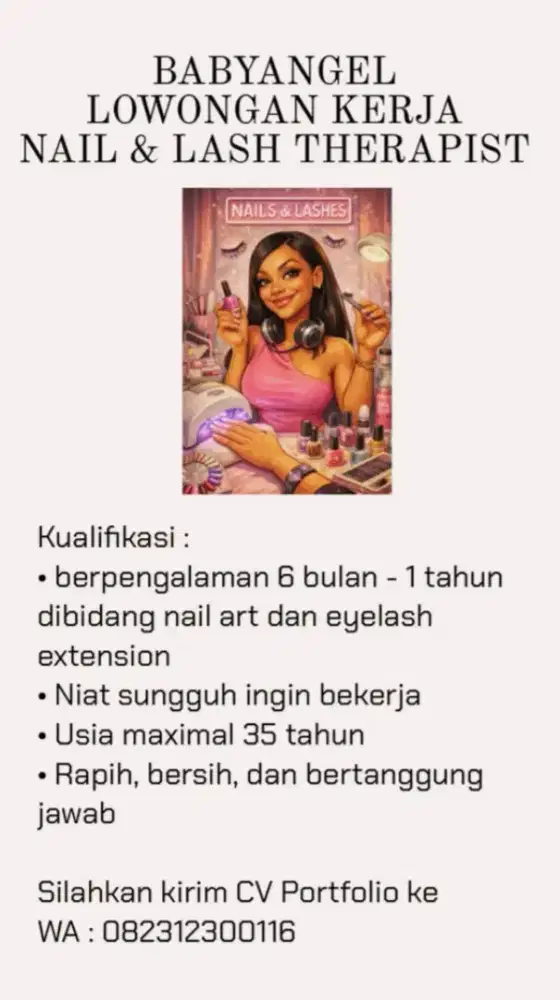 Lowongan kerja nail & lash theeapist
