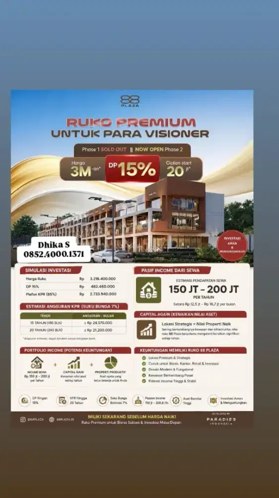 Promo Ruko 3 lantai Plaza 88
