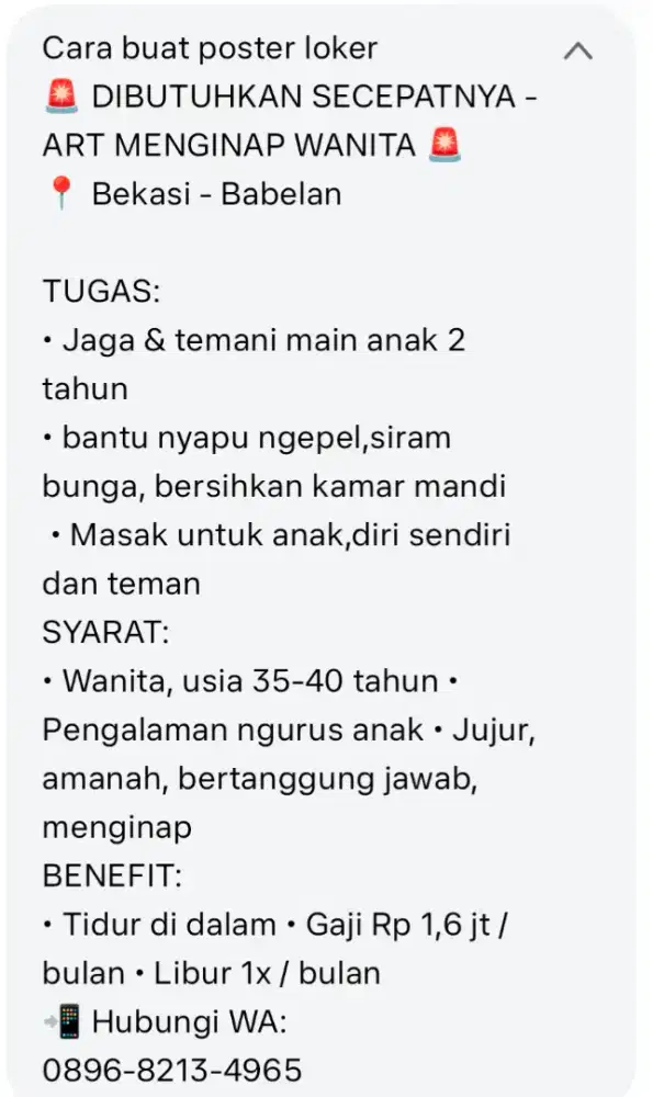 Loker art nginap
