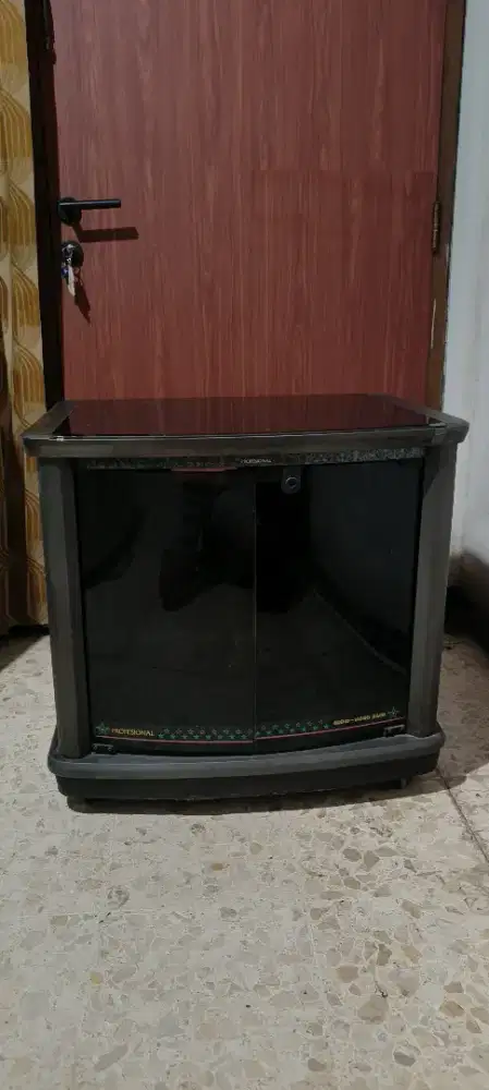 DIJUAL MEJA TV KAYU + TOP KACA UK 70 X 53 X 67 CM