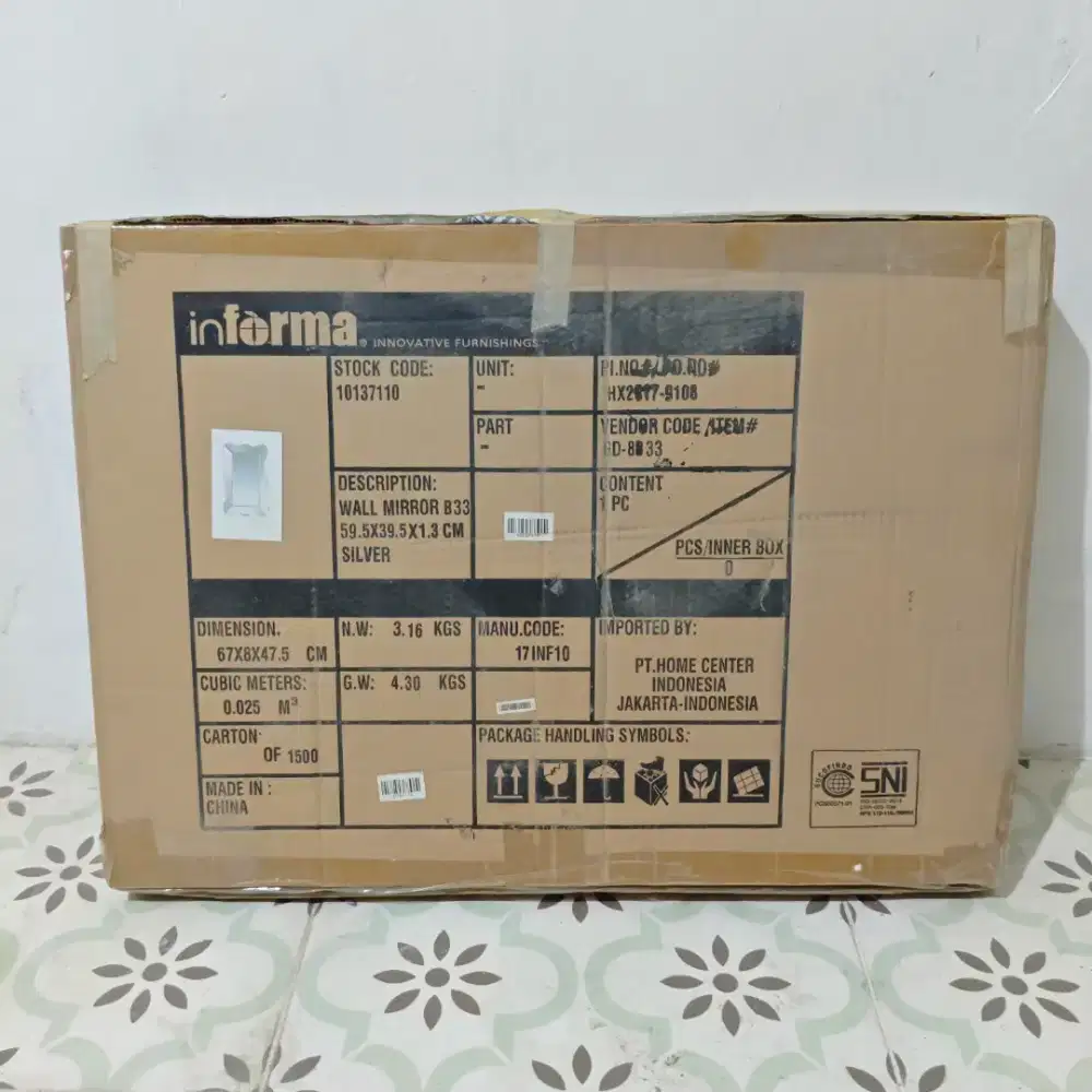 Cermin Dinding / Wall Mirror INFORMA B33 Silver Elegan - Mulus
