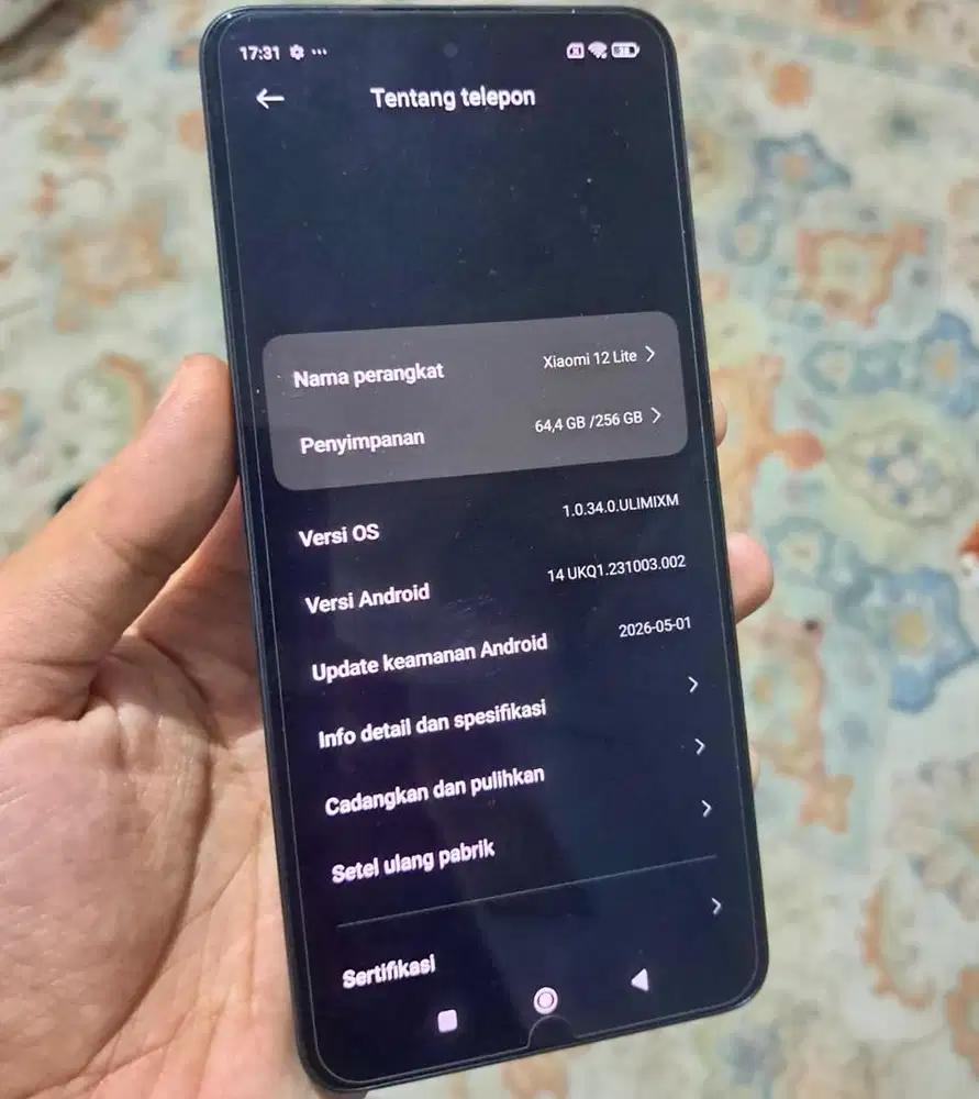 Xiaomi 12 lite ram 8 / 256 resmi unit aja