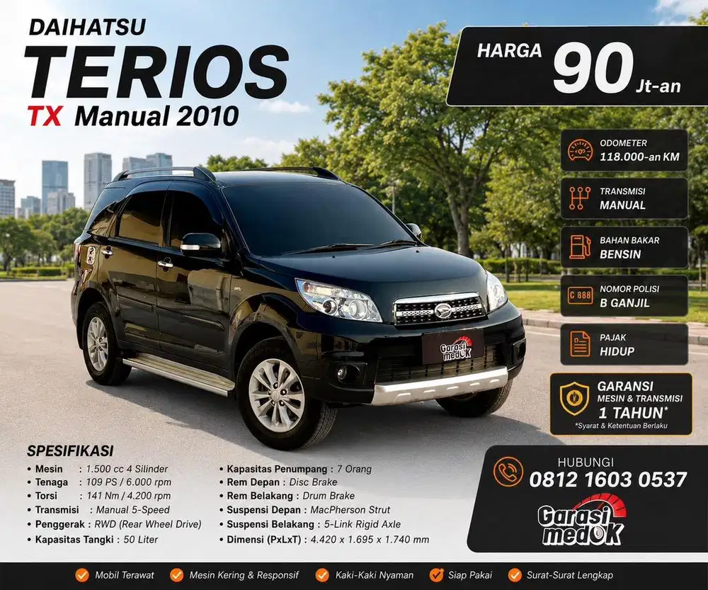 Daihatsu Terios TX Manual MT M/T 2010 Antik Low KM Hitam Ganjil Bekas