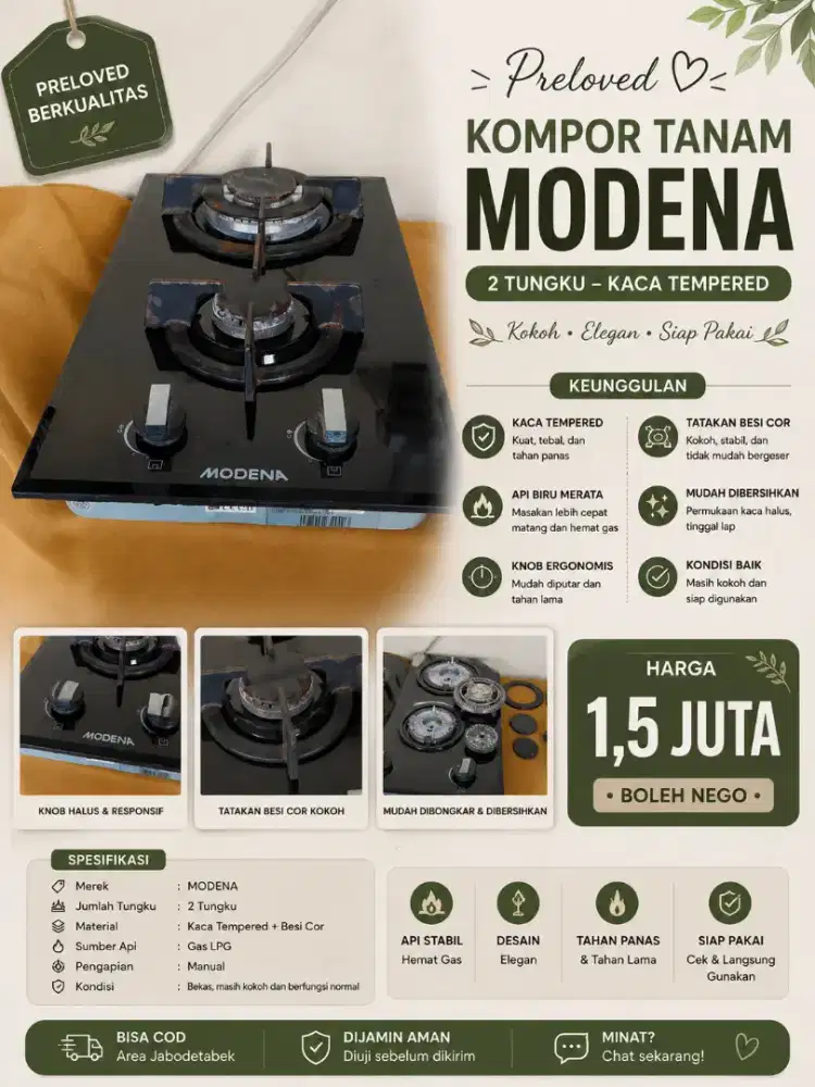 Kompor Tanam 2 Tungku Modena