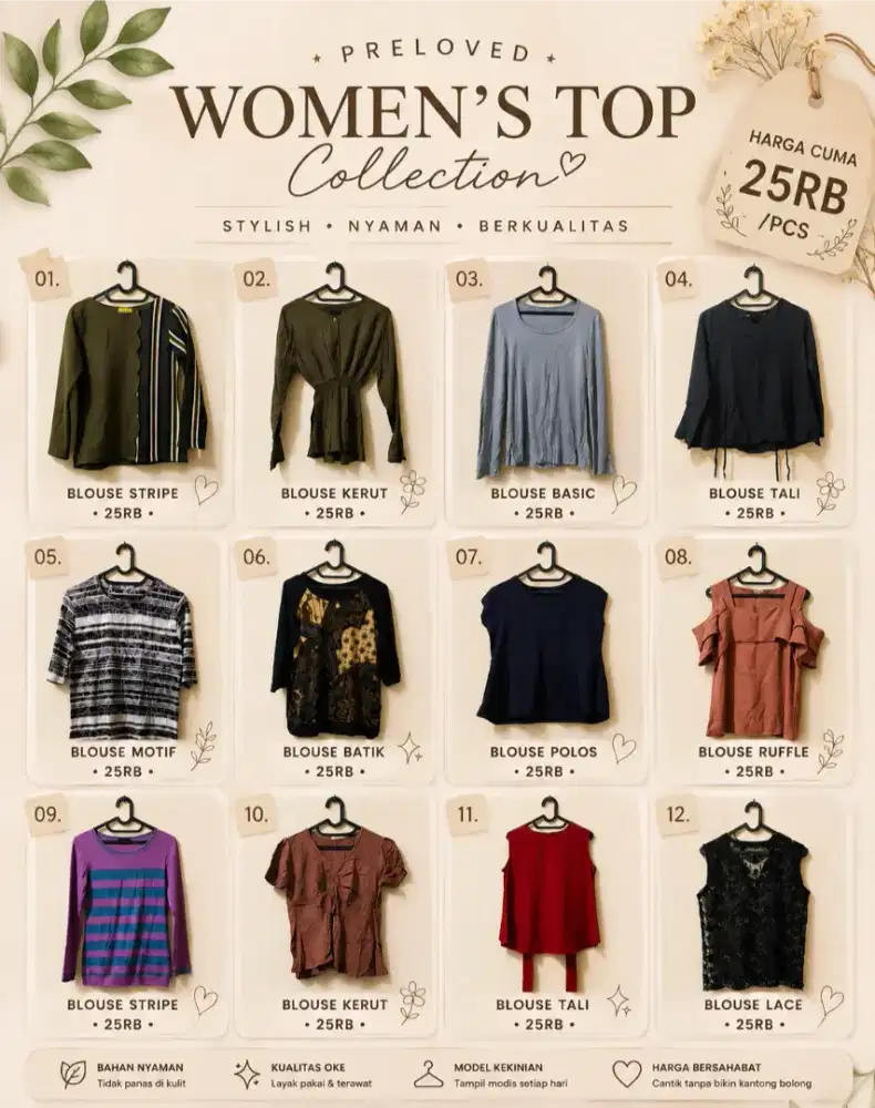Baju Atasan , Dress , Jumpsuit , Outer Wanita