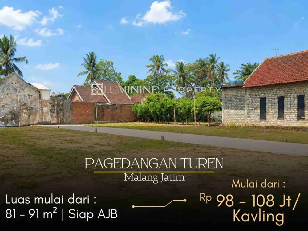 DIJUAL TANAH KAVLING SIAP BANGUN FREE AJB DI PAGEDANGAN TUREN MALANG JAWA TIMUR ( DH )