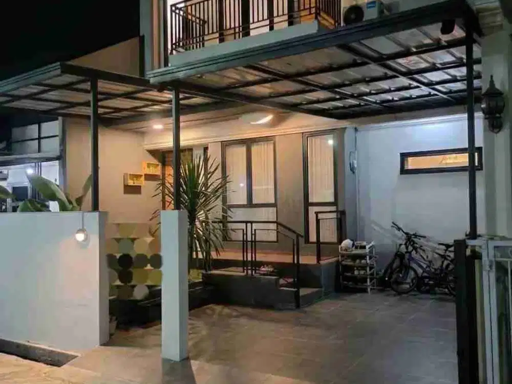Rumah modern tropical estetik hanya 1.46 M sudah renovasi furnished open space taman di sakura Regency jatiasih