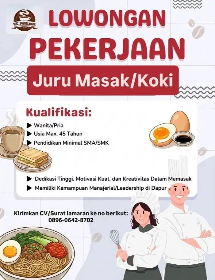 Lowongan Kerja Koki WK Pontianak Kelapa Dua (Gading Serpong)