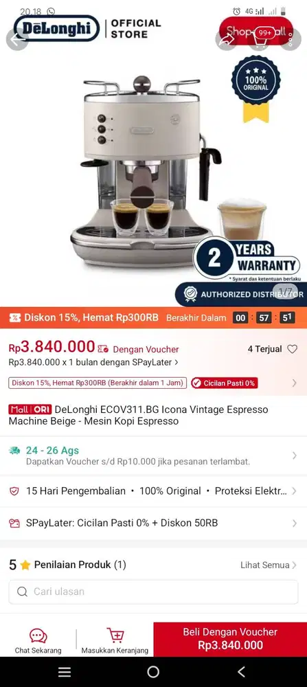 Mesin coffe Espresso dan grinder