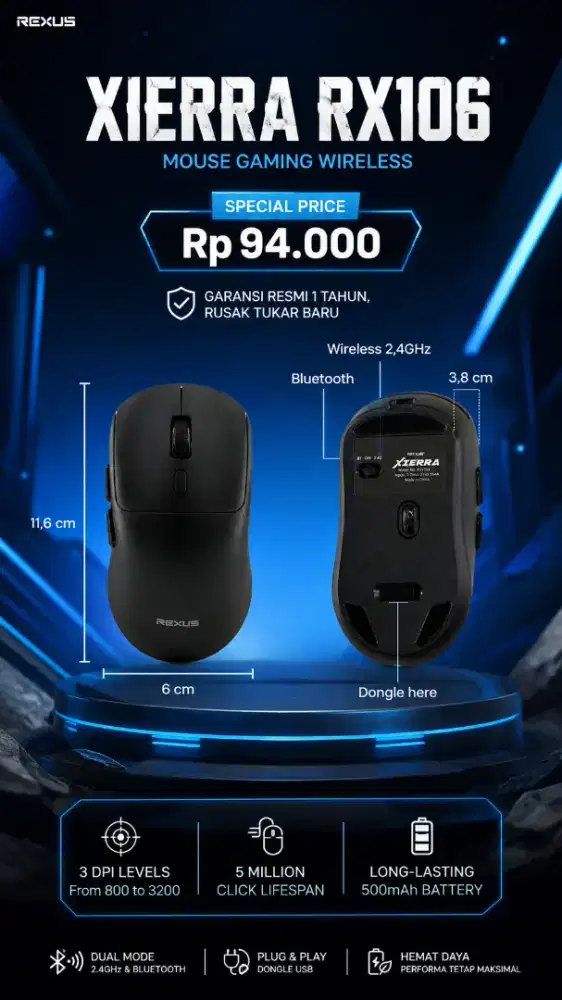 Mouse gaming wireless rexus RX-106