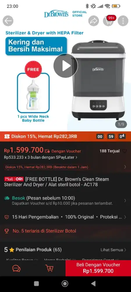 Sterilan botol bayi Dr.browns
