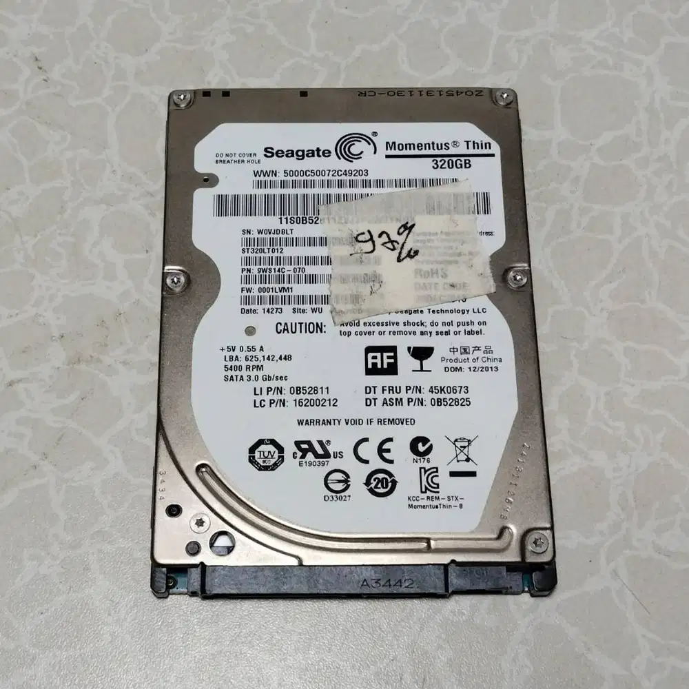 HDD Laptop Hardisk 2.5 inch Seagate 320gb sentinel 92persen