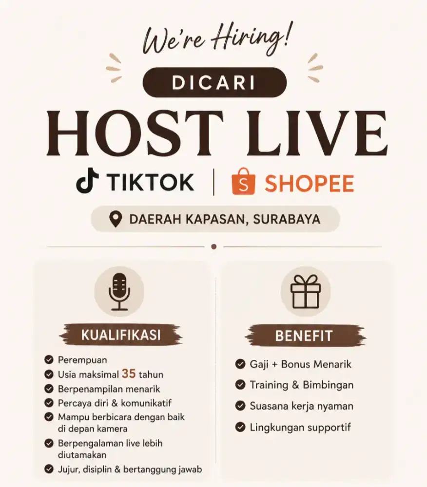 Dicari Host Live Perempuan