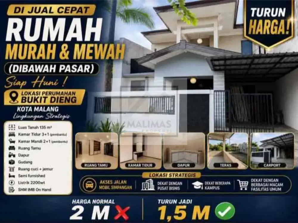 Dijual Cepat Rumah dibawah Harga Pasar Bukit Dieng Malang