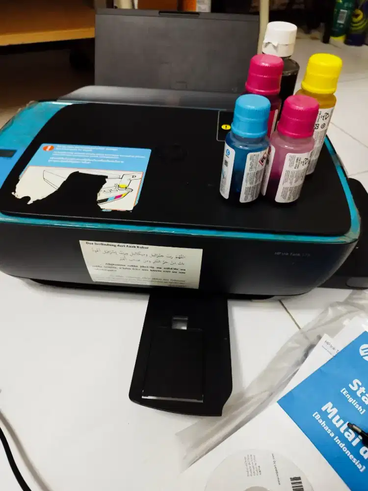 Printer HP ink tank 319 + 2 cartridge+6 tinta HP semua ORIGINAL