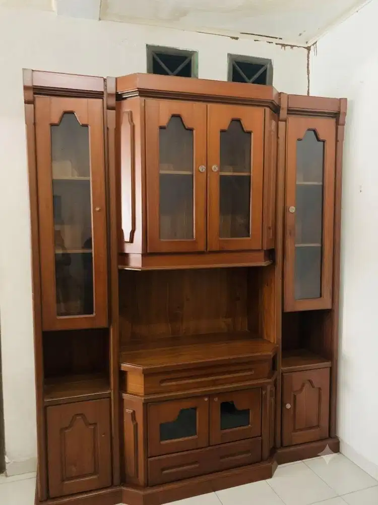 Lemari Bufet TV Bahan Kayu Jati Solid Mulus Mapan