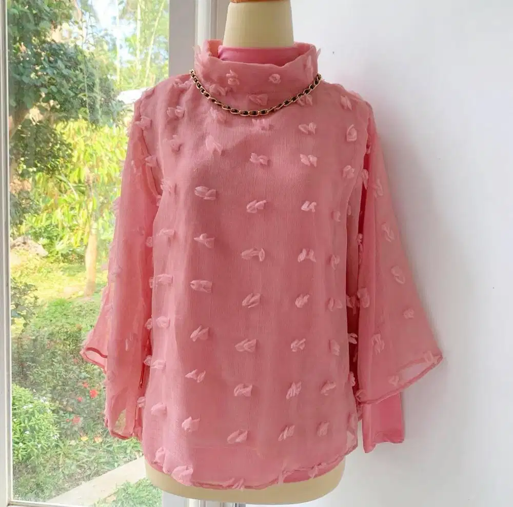 PRELOVED BLOUSE PINK + MANSET