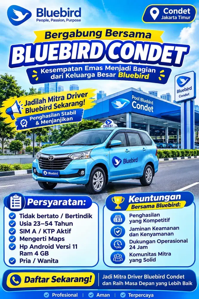 DIBUTUHKAN SEGERA 100 DRIVER BLUEBIRD