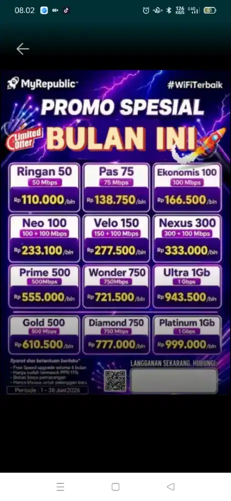 Tigaraksa Promo internet myrepublic wifi myrepublic