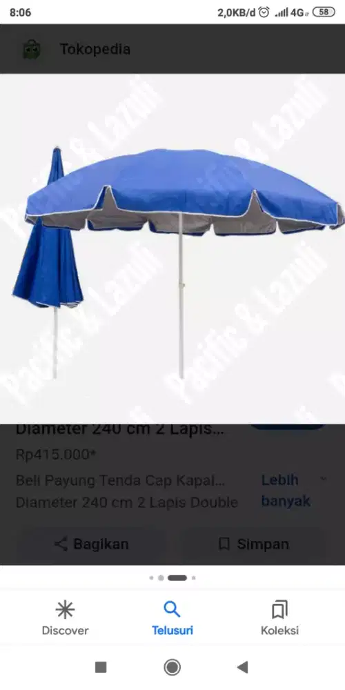 Payung tenda jualan ukuran besar double bahan kain