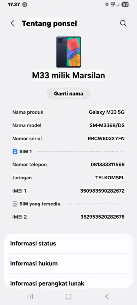 Samsung  M33  5G, Ram 8+8Gb / 128Gb