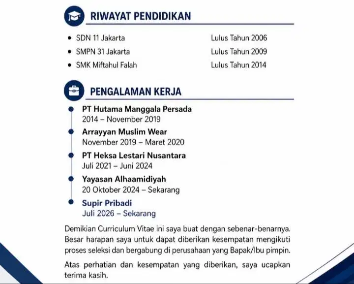 Mencari Pekerjaan , supir pribadi , langsung interview dan test drive