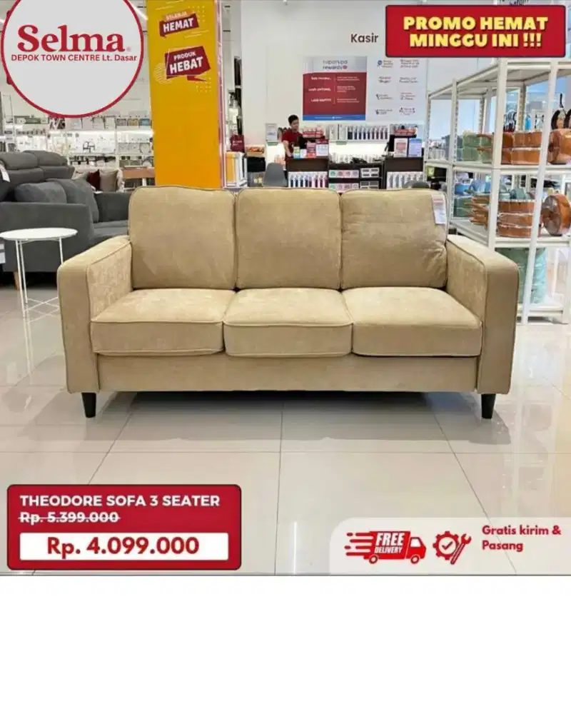 Sofa Penyimpanan 3 Seater Bisa Cicilan