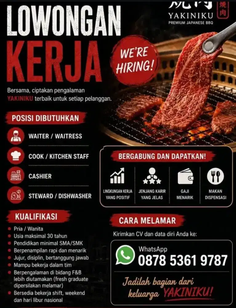 Lowongan kerja Bagian Waiters