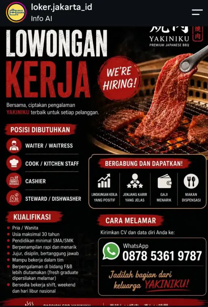 Lowongan Kerja Waiters Resto