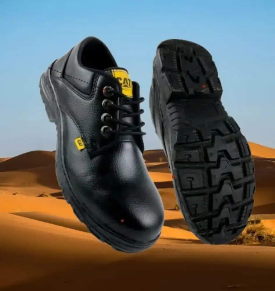 Sepatu Safety Pendek Ujung Besi, Semi Kulit; Kulit Sintetis