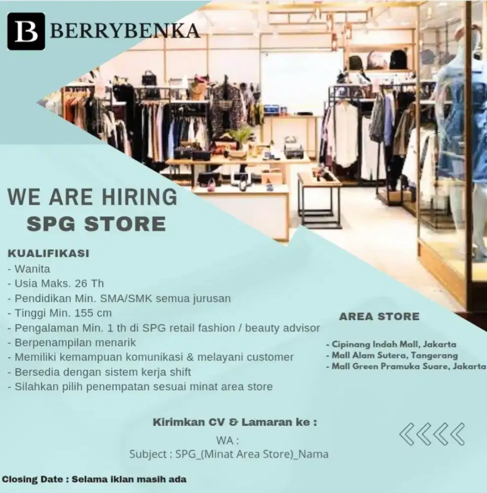 WE ARE HIRING SPG STORE