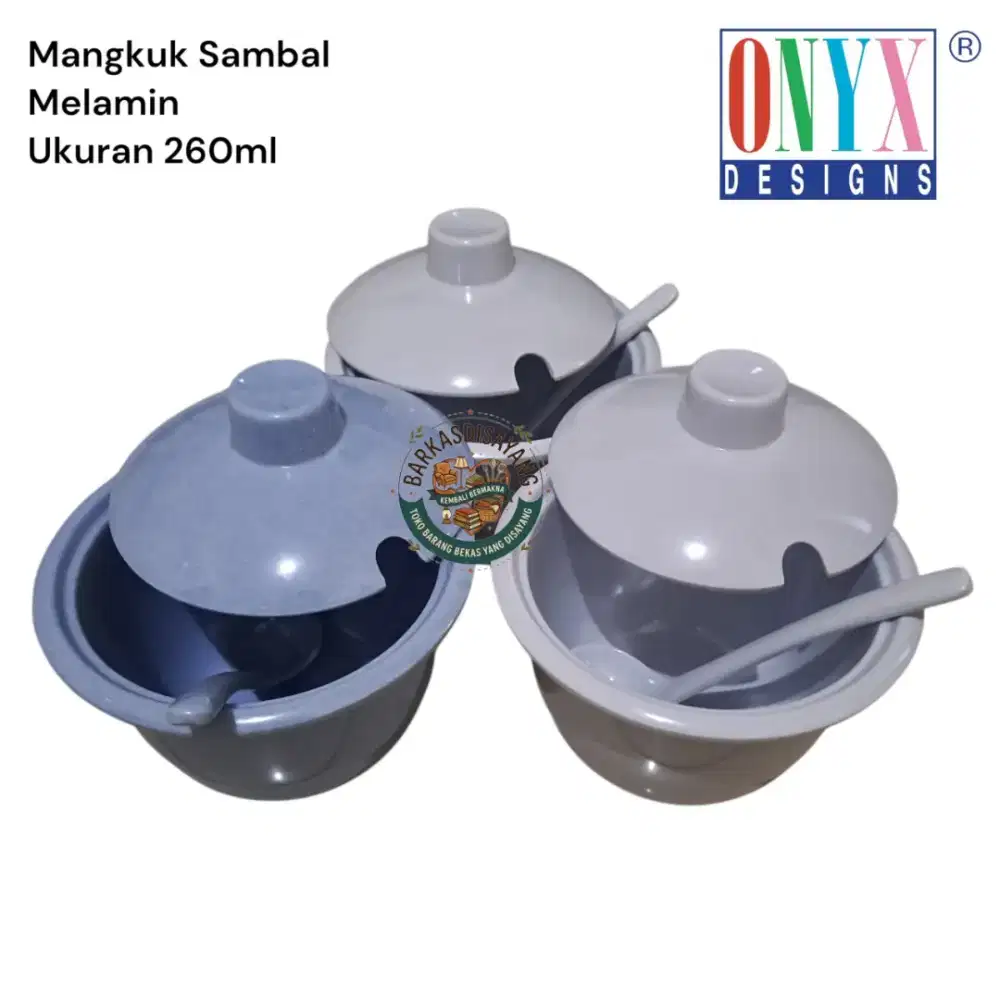 LIKE NEW BUNDLING 3 PCS MANGKUK SAMBAL MELAMIN DARI ONYX 260ML